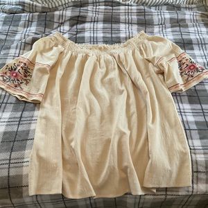 Off-shoulder Oatmeal Top